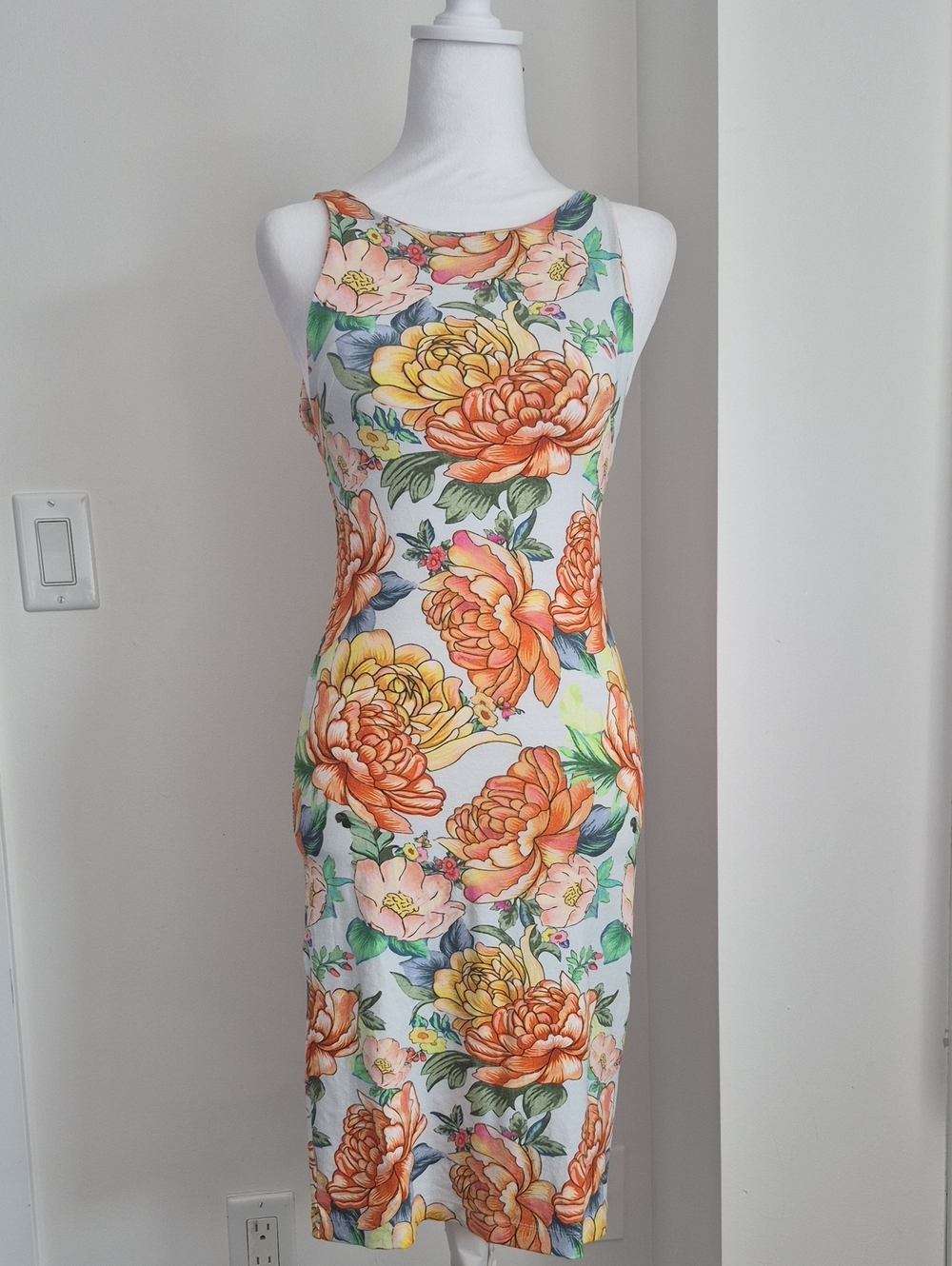 Farm Rio Floral Sleeveless Sheath Dress Size Small